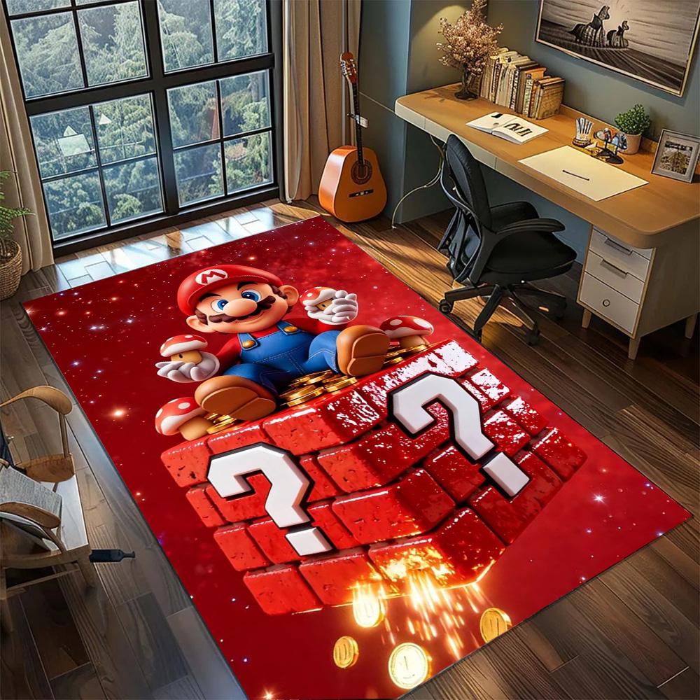 Mario Area Carpet Rug Bedroom Daily, Non Slip Washable Large Area Floor Mat Gamer Room Home.-TING