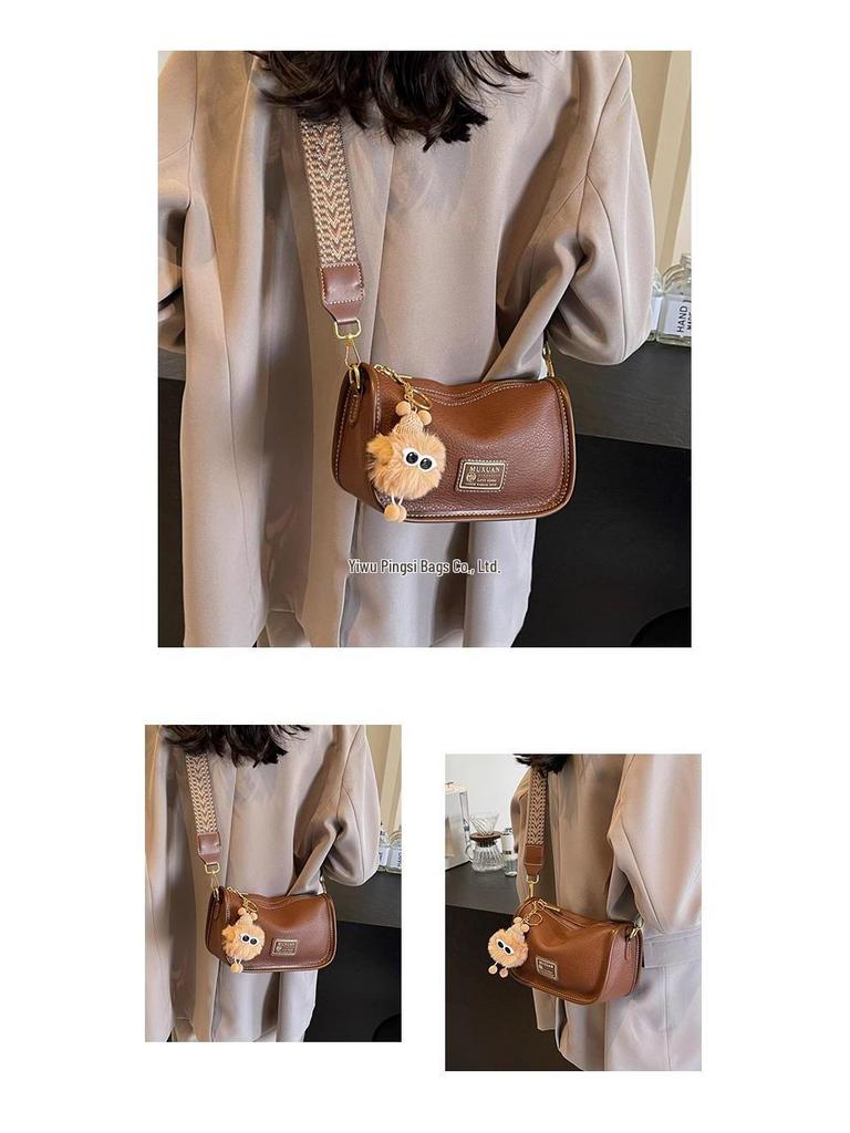 2025 Women's High-End Boston Baguette Shoulder Bag - Popular Wide Strap Crossbody Pillow Bag