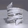Exaggerated Multi-Layer Line Design Ring, Personalized High-End Luxury Ring, Fashionable Explosion