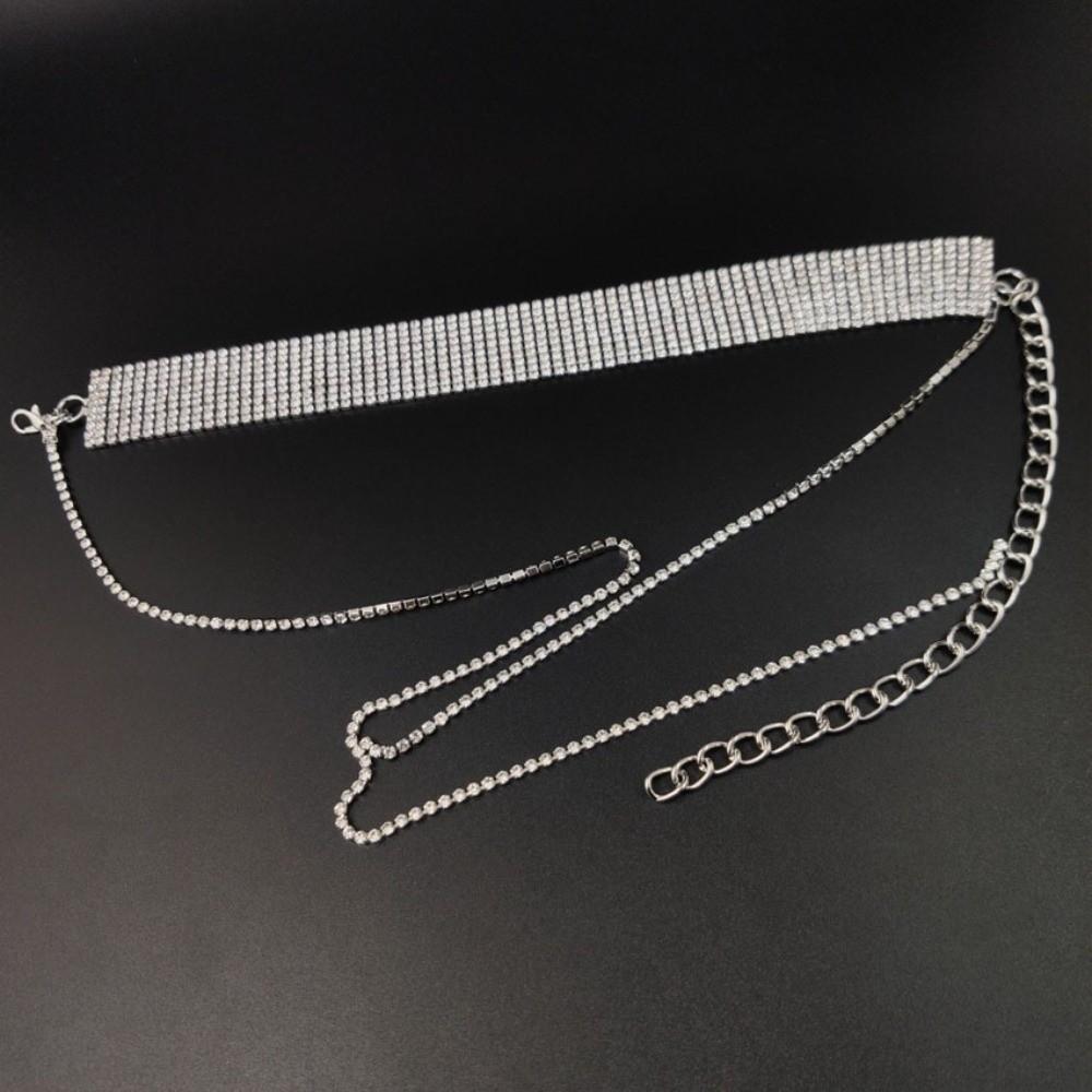 Y-shaped Rhinestone Necklace Multi-layer Long Choker Retro Multi-Layer Necklace Party