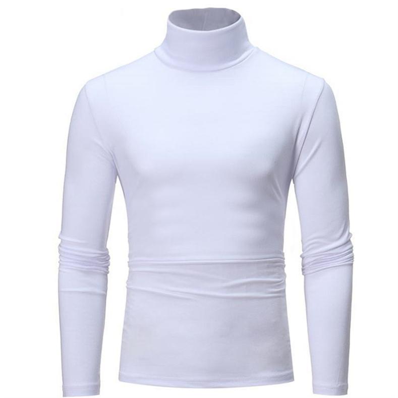 Мужская тонкая вязаная водолазка, пуловер, модная футболка с длинным рукавом, базовая рубашка