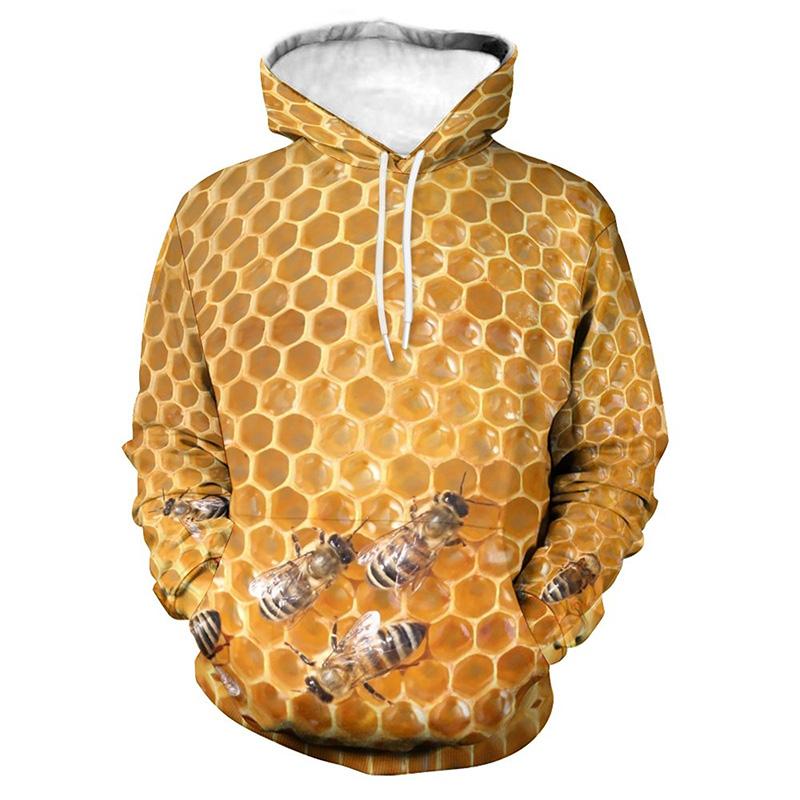 New Design Hoodie Honeycomb Bee 3d Printed Hoodies Men Women Hooded Sweatshirt Pullover Children Long Sleeves Tops Streetwear