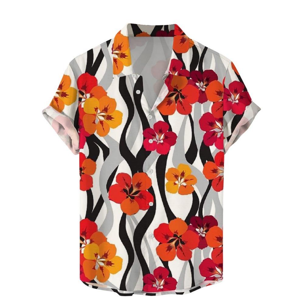 Мужская рубашка с рисунком тропических растений и 3D-принтом, летняя повседневная праздничная рубашка, новая одежда унисекс с короткими рукавами и пуговицами на лацканах