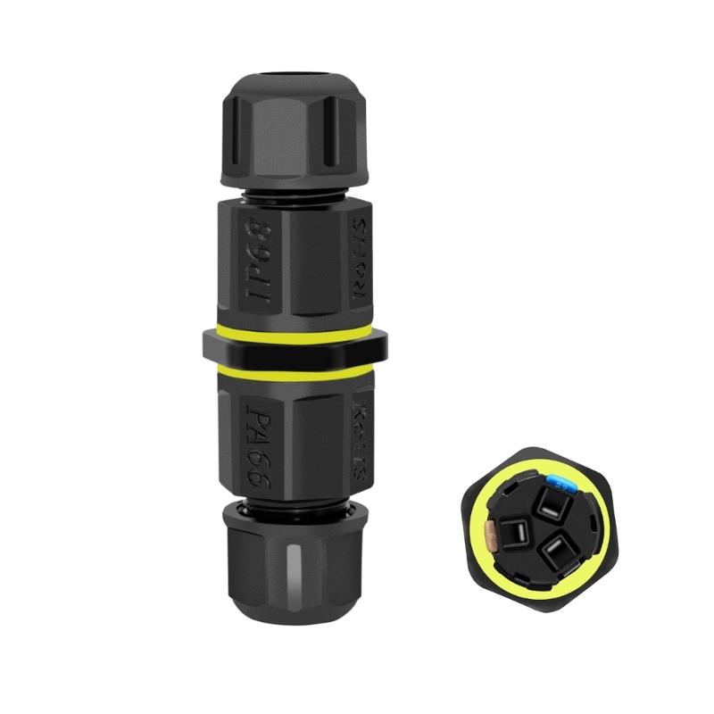 IP68 Waterproof Electrical Wire Connector Flame Retardant 3Pin Screwless Terminal Connector for 6mm/8mm/10mm Wire