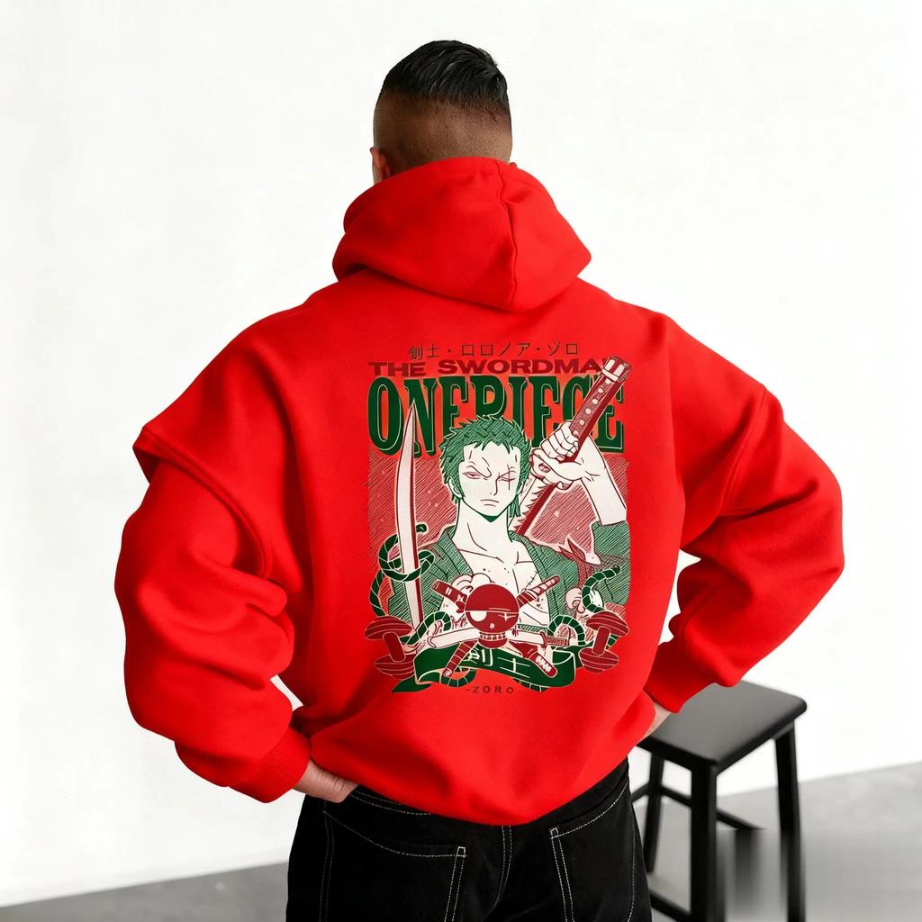 New Unisex Oversized One Piece Zoro Graphic Pullover Hoodie Men Women Casual Streetwear Anime Print Sweatshirt Jacket