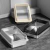 Anti-splash Cover Cat Litter Box Stainless Steel Cat Toilet Cleaning Basin Pet Supplies