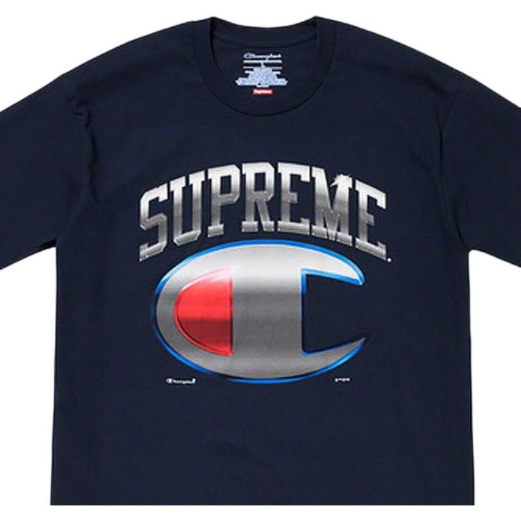 Supreme SS19 x Champion Chrome S/S Top Crossover Short Sleeve Unisex Navy Blue Men's SUP-SS19-10252