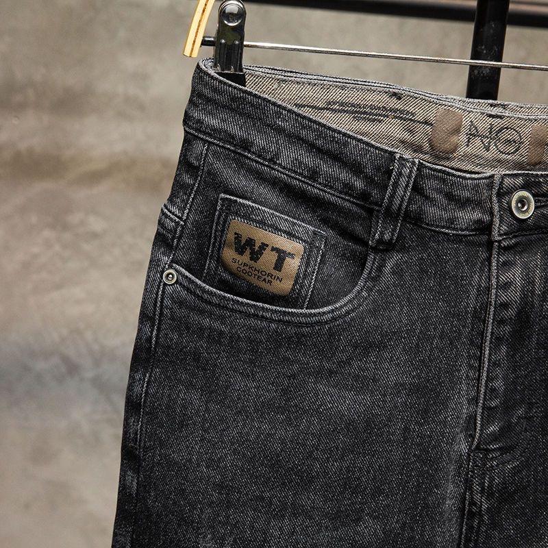 Черные и серые джинсы, мужские осенние и зимние модели, узкие брюки небольшого кроя, мужские трендовые эластичные повседневные длинные брюки