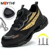 New Rotating Button Safety Shoes Men Anti Smashing Anti Piercing Work Shoes Lightweight Summer Protection Shoes Steel Toe Boots