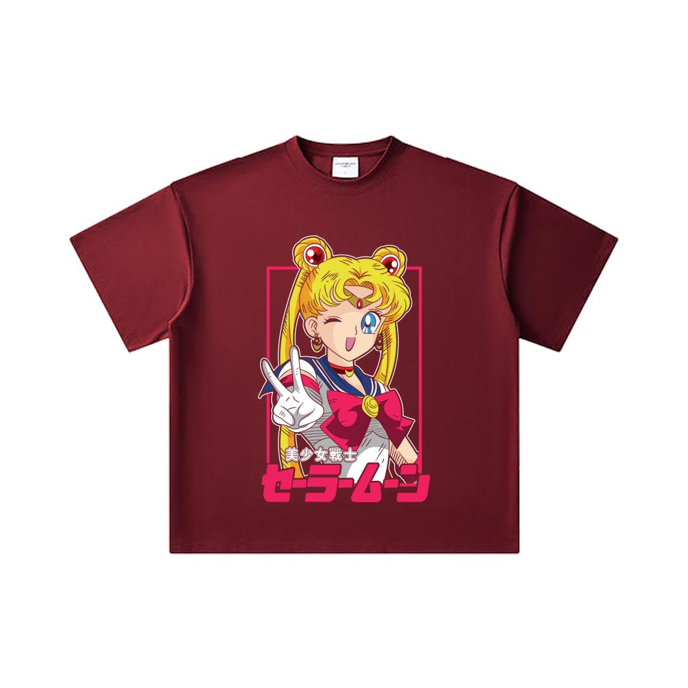 Хлопковая футболка унисекс с принтом Minako из Sailor Moon V9, 260 г/м², двойная пряжа, 32 нити, 100% хлопок, плотная