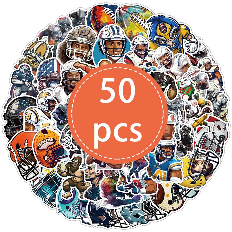 50PCS Rugby Stickers American Football Stickers Waterproof Vinyl Decal Decorative for Water Bottles Luggage Motorcycle Snowboard