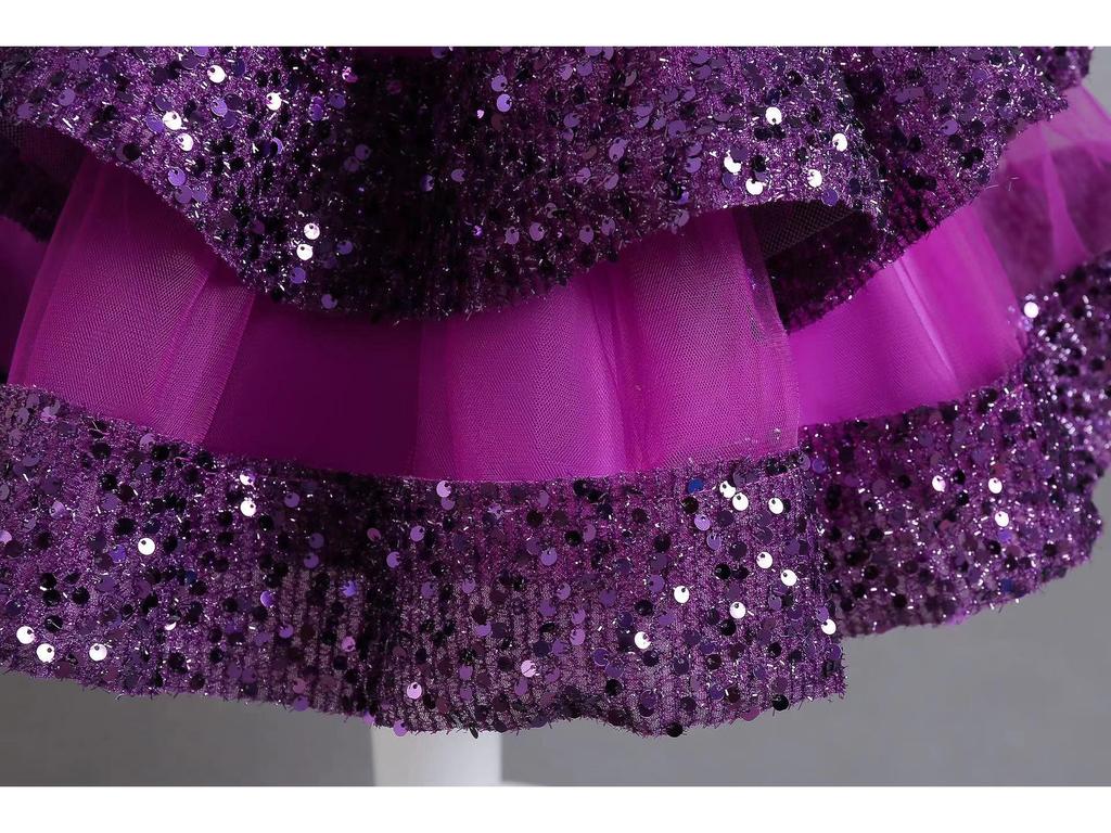 Красное платье принцессы с пайетками для девочек - Наряд для дня рождения, банкета и выступления