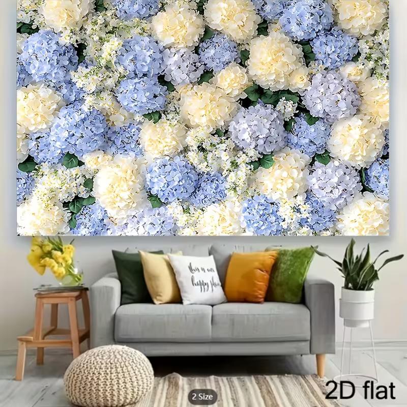2D Cream & Light Blue Floral Photo Booth Background