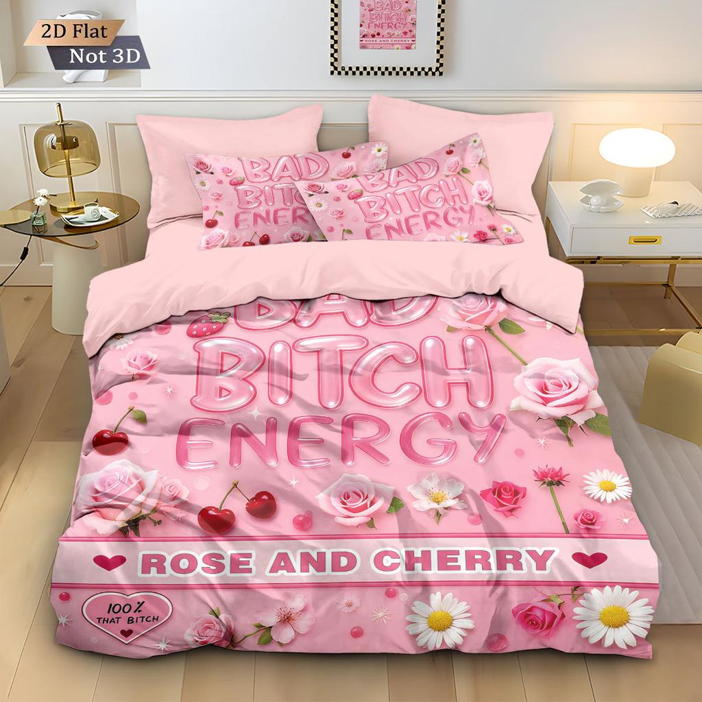Bed Three-Piece Set 90G Polished Pillowcase Quilt Cover Christmas Sparkling Water Digital Printing Bedding