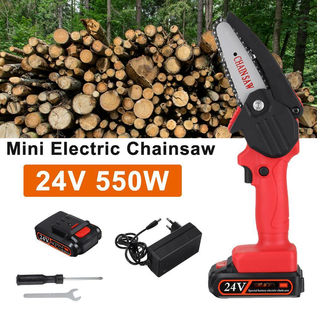 Мини-электропила 24 В, портативная аккумуляторная цепная пила, кусторезы для деревообработки, садовые инструменты, аккумуляторная цепная пила
