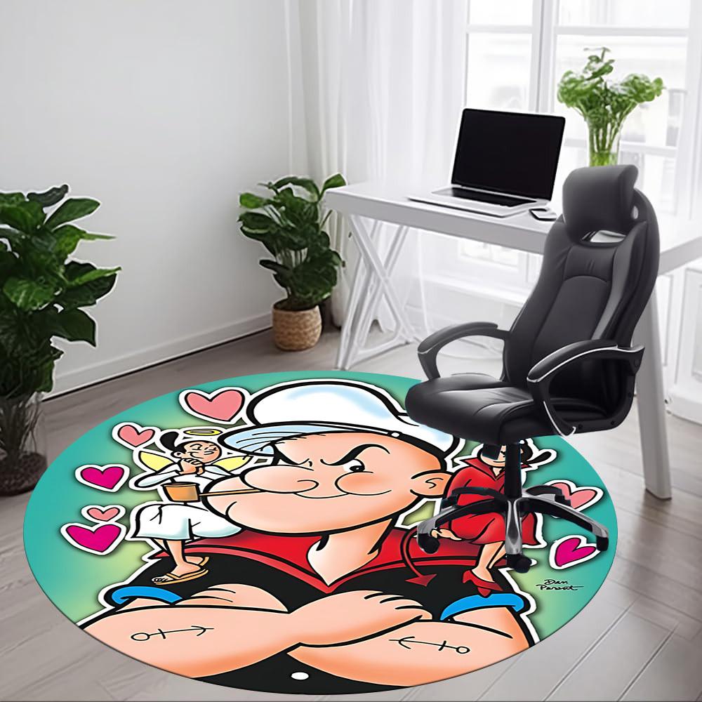 1pc Popeye Sailor Office Round Area Rug, Bedroom Living Room Home Decor, Room Deco, Offic a1016074
