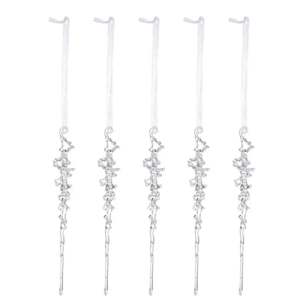 5 шт. Прозрачные рождественские подвески Акриловые снежные бусины Звездочки Капли Украшения Праздничные принадлежности Фестивальные сувениры