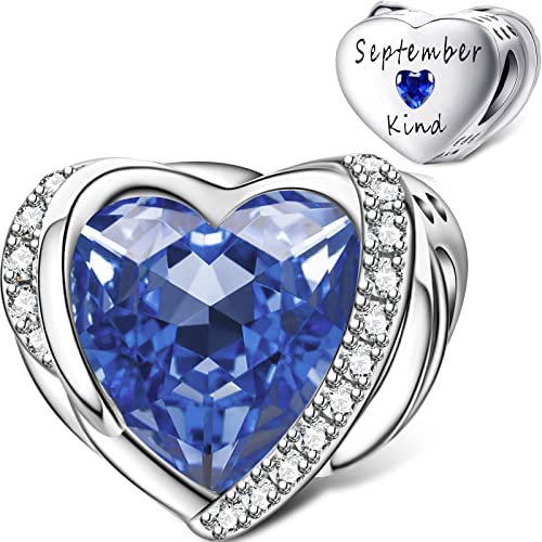 December Colored Zircon Sea Heart Birth Stone copper Talisman D Bead Charms Compatible With for Bracelets Necklaces Do It Yourself Birthday Party Gift
