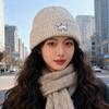 Embroidered Knitted Hat for Women Autumn and Winter Korean Version All Match Woolen Hat Small Face Big Head Circumference Warm Hat