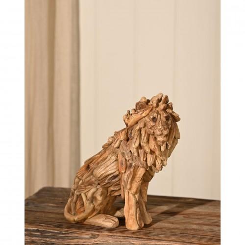 Naturecraft Resin Driftwood Collection Sitting Lion Figurine