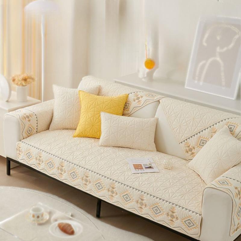 Sofa Cushion Fabric Ethnic Style Four Seasons Non-Slip Cotton Simple Modern Universal Backrest Towel Cover Thickened