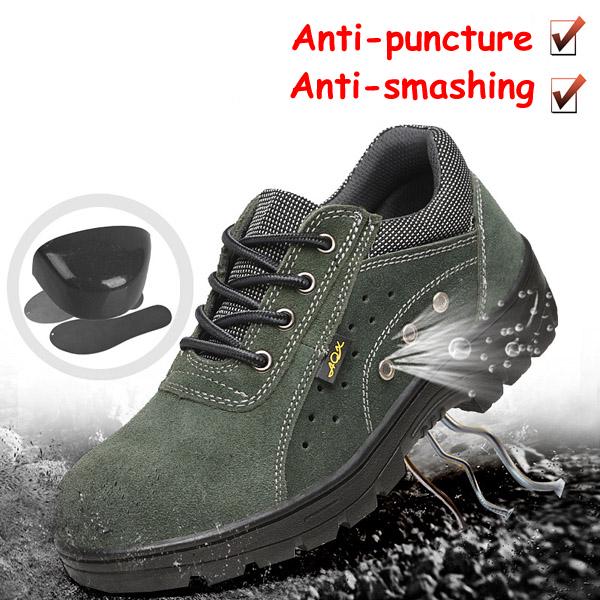 Мужская обувь со стальным носком, рабочая защитная обувь, дышащие ботинки без шнуровки, кроссовки, обувь, защита от разбивания, пирсинг