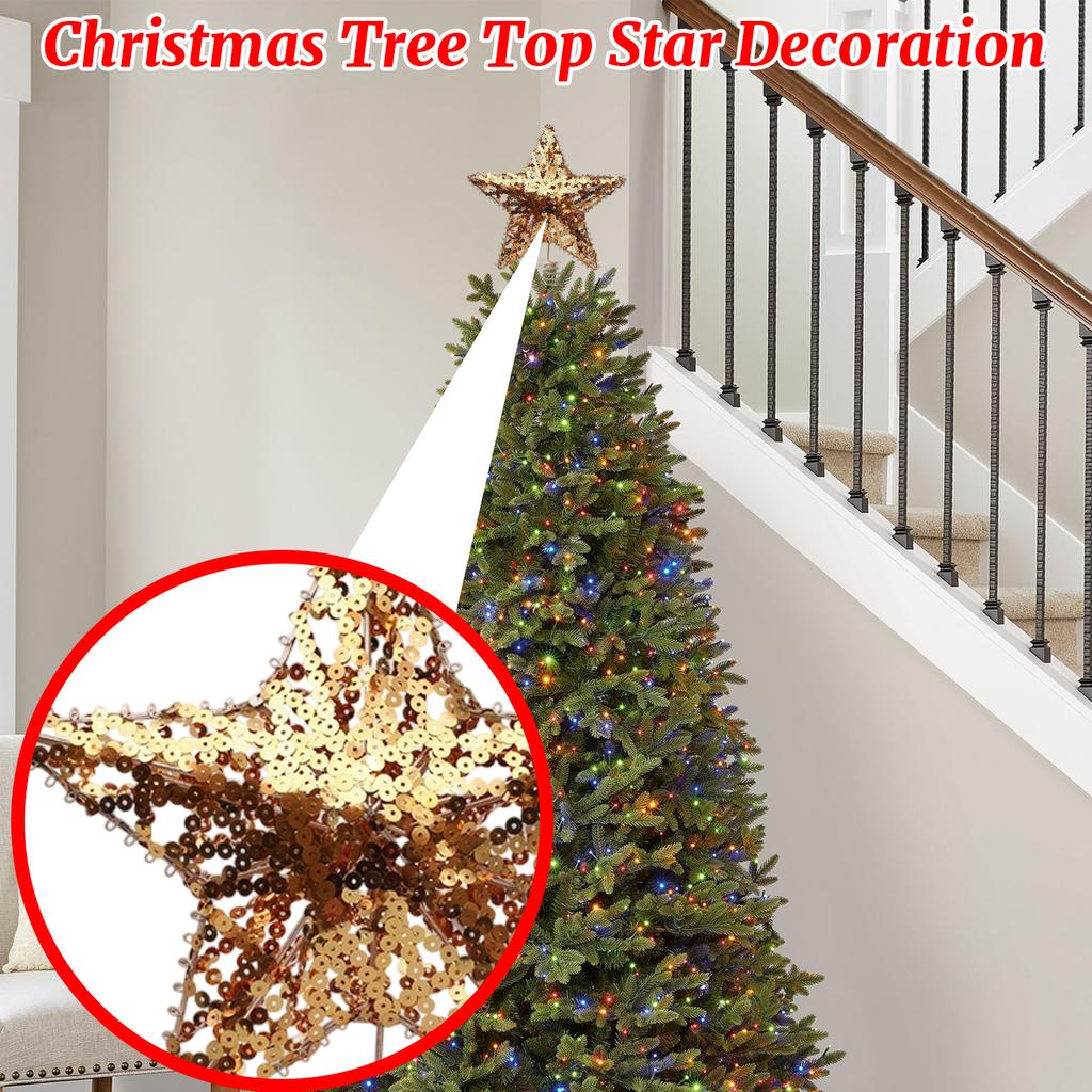 Christmas Tree Top Star Pendant Christmas Decoration Gift Gift Accessories Iron Luminous Five-pointed Star