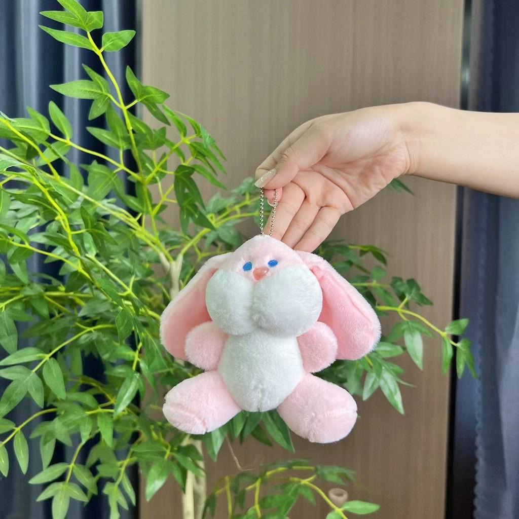 Cute Plush Doudou Rabbit Keychain Delightful Backpack Accessory With Colorful Chain