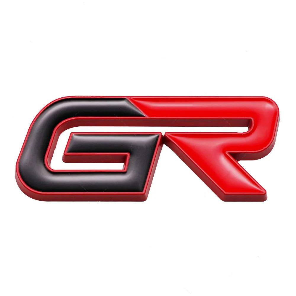 ADE1 3D Metal GR Car Front Grille Emblem Badge Rear Trunk Sticker Decal For Toyota GR Gazoo Sport C-HR RAV4 Mirai Avensis Prado Prius