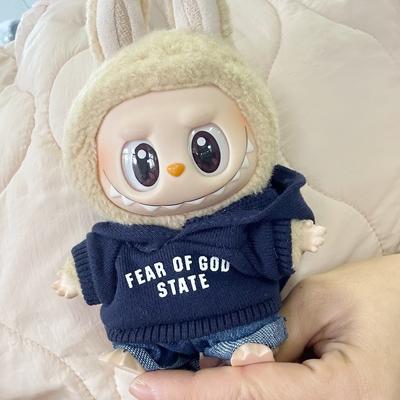 17см Лабубу I II Куклы-айдолы Милая мини-плюшевая кукла Одежда для кукол Корея Kpop Exo Куклы-айдолы DIY Аксессуары Подарки Толстовка FEAR Набор
