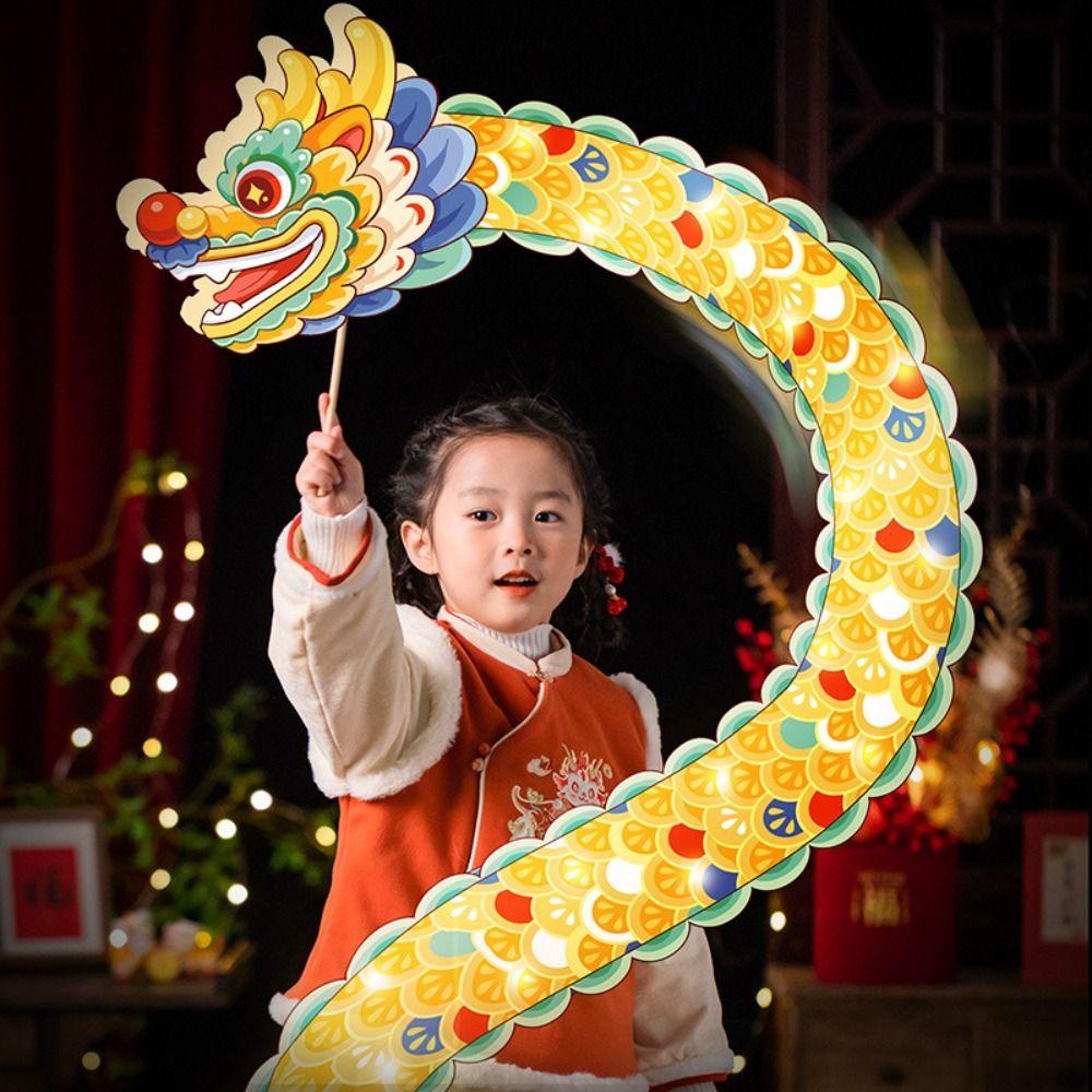 Luminous Mid-Autumn Dragon Dance Lantern DIY Craft Handheld Dragon Lantern New Year