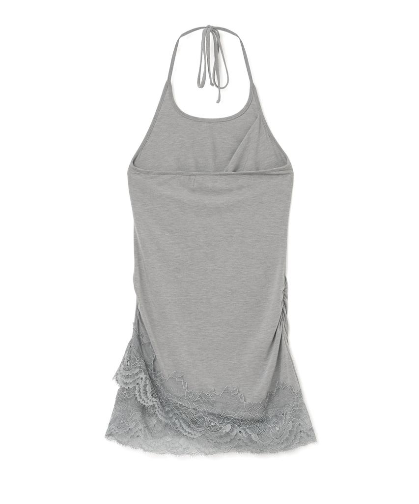 MILLO WOMEN Lace Halter Sleeveless Top [Gray]