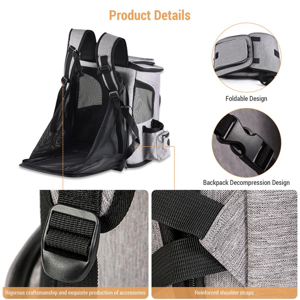 Pet Carrier Backpack for Large Small Cats and Dogs Puppies Safety Features and Cushion Back