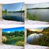 Art Deco Blanket Curtain Bedroom Living Room Decoration Lake Water Blue Sky Sunset Scenery Wall Hanging Tapestry