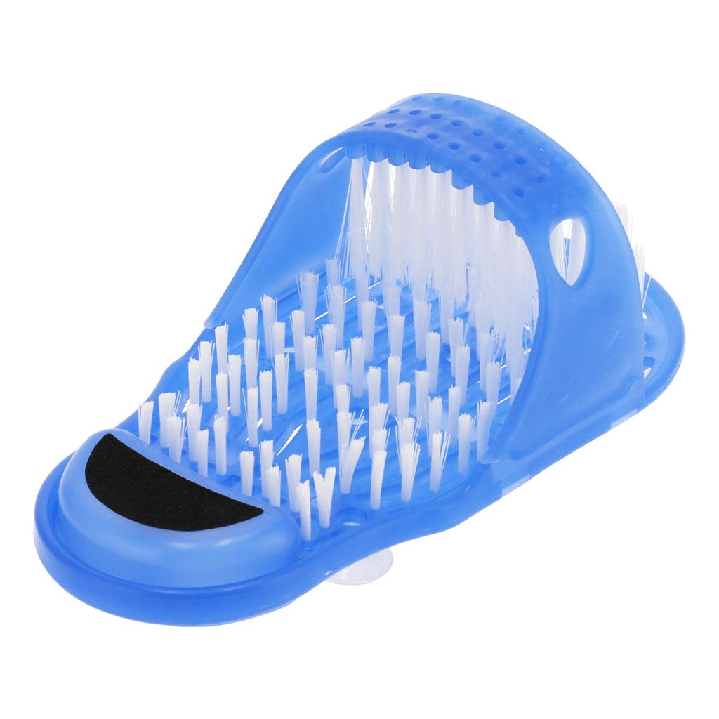 Shower Foot Scrubber Shoe Plastic Exfoliating Foot Massager Cleaner with Suction Cup Blue