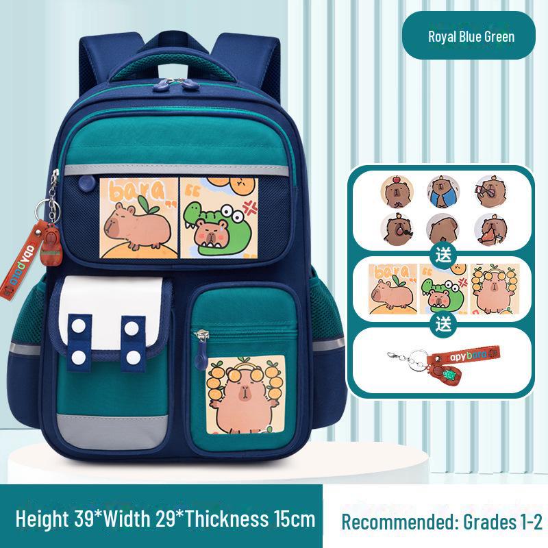 Рюкзак большой вместимости с капибарой для 1-6 классов - Милый и грязеотталкивающий дизайн для мальчиков и девочек