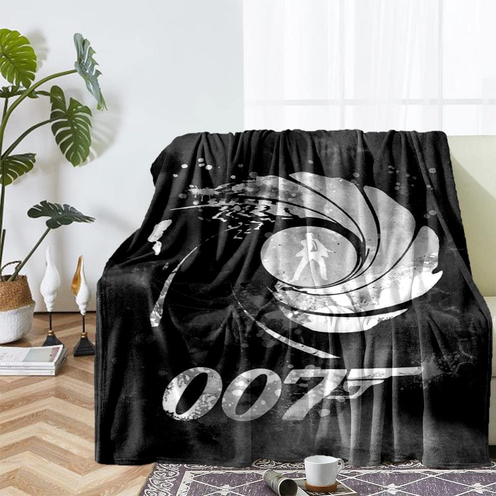 007 James Bond Theme Printed Blanket - Perfect for Couch, Bed, Travel & Outdoor Use | Machine Washable, Cozy & Durable.