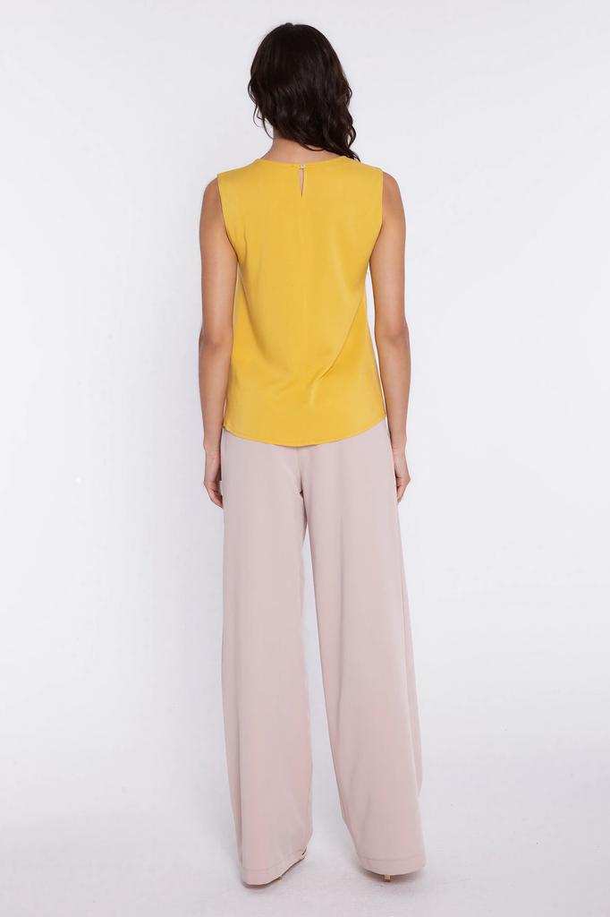 Blouse with Decorative Neckline - Yellow 40