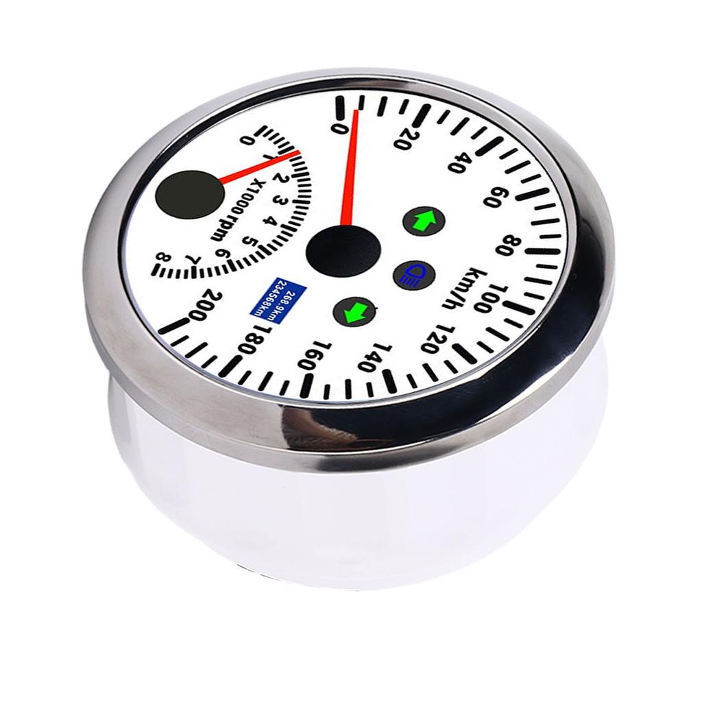 85mm 200km H GPS Speedometer 0‑8000rpm Tachometer Gauge LCD Red Backlight Waterproof for 12V 24V Car Boat Yacht RV