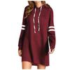 Women's Contrasting Color Long Sleeve Hooded Pocket Pullover Hooded Dress