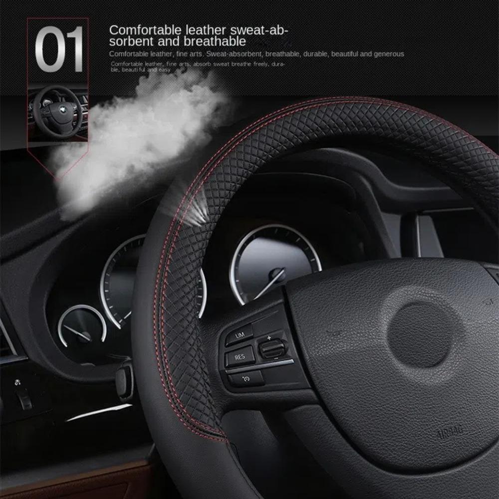PU Leather Steering Wheel Cover 38cm Steering Cover Steer Wheel Protector Car Interior Decoration