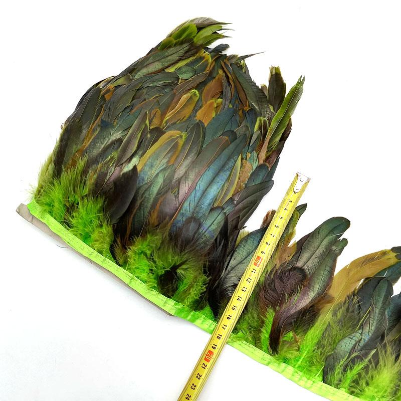 5-10Meter Natural Chicken Rooster Tail Feather Trims Fringe Plume for Needlework Sewing Accessories Decoration 13-18cm