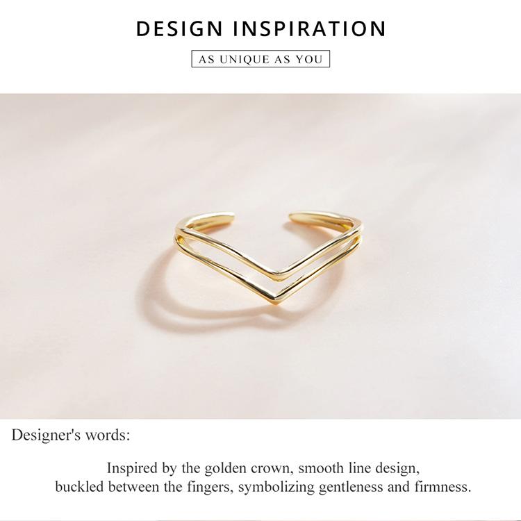WOSTU 925 Sterling Silver Gold Plated Victoria's Rings, Women Stackable Adjustable Ring