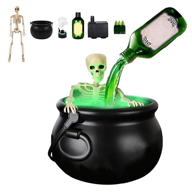 Halloween Decorations Indoor - Cauldron Halloween Decor With Magic Floating Potion Bottles And Diffuser - Party Decoration