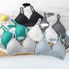 Ribbed Bras for Women Soft Underwear Thin Strap Wireless Push Up Bra Backless Comfort Bralette Top Sexy Lingerie