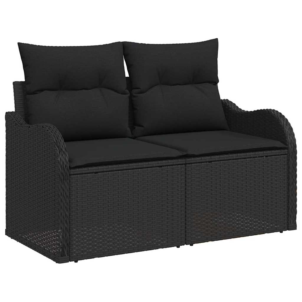 Garden Sofa Set with Storage 7 pcs Black Poly Rattan