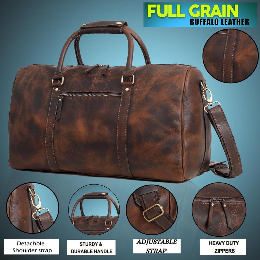 Кожаные спортивные сумки для мужчин, ручная кладь, мужская сумка для одежды для путешествий, бизнеса, кожаная дорожная сумка Weekender, коричневая