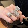 Модное Ретро Супер Блеск Циркон Микро-Инкрустация Вырез Стильное Большое Жемчужное Изящество Универсальное Открытое Изысканное Кольцо