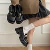 Женские туфли на толстой подошве из маленькой кожи, осенние новые маленькие мужские туфли с юбками, студенческие лоферы
