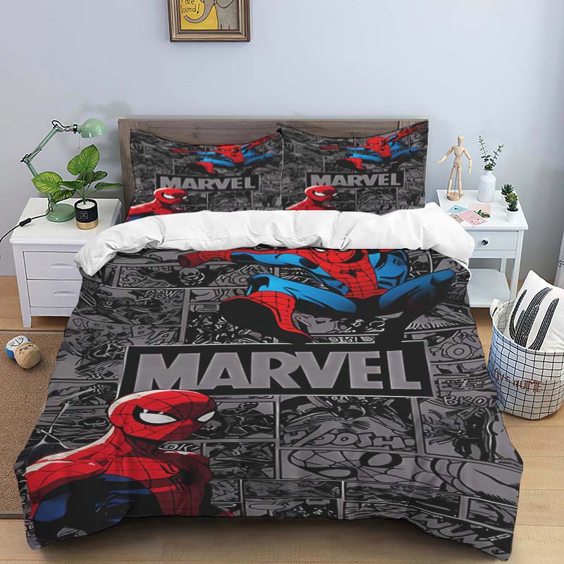 New Spider-Man printed bedding set, cartoon pattern duvet cover and pillowcases, single/double sheet set.